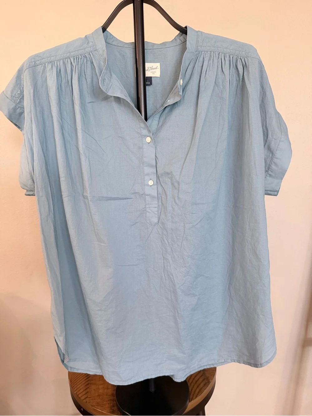 Universal Thread Light Blue Short Sleeve Popover Blouse